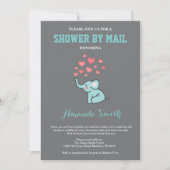 Olifant Baby shower van Mail Aqua en Grey Kaart (Voorkant)