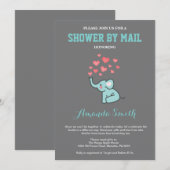 Olifant Baby shower van Mail Aqua en Grey Kaart (Voorkant / Achterkant)