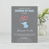 Olifant Baby shower van Mail Blue en Grey Kaart (Staand voorkant)