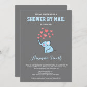Olifant Baby shower van Mail Blue en Grey Kaart (Voorkant / Achterkant)