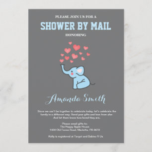 Olifant Baby shower van Mail Blue en Grey Kaart