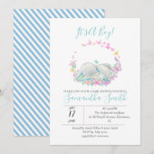 Olifant Baby shower Vlinders Uitnodiging (Voorkant / Achterkant)