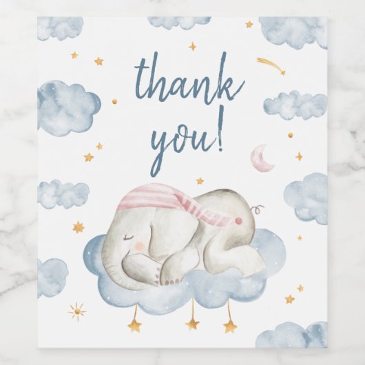 Olifant Baby shower voedsel snack labels Wijn Etiket (Enkel label)