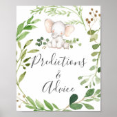 Olifant Baby shower voorspellingen en advies teken Poster (Voorkant)