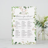 Olifant Baby shower Wat zit er in je tas (Staand voorkant)