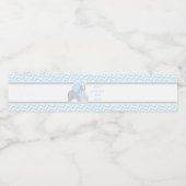 Olifant Baby shower Waterfles Label Blue Grey Waterfles Etiket (Enkel label)