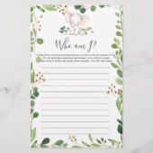 Olifant Baby shower Wie ben ik spel (Voorkant)