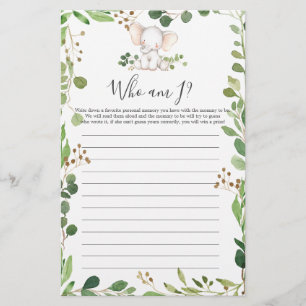 Olifant Baby shower Wie ben ik spel