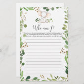 Olifant Baby shower Wie ben ik spel (Voorkant / Achterkant)