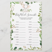 Olifant Baby shower Word Scramble spel (Voorkant)