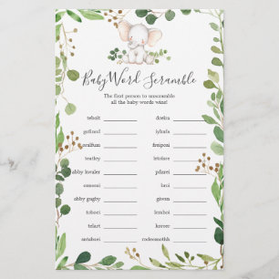 Olifant Baby shower Word Scramble spel