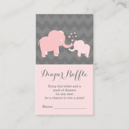 Olifant Baby ShowerDiaper Raffle Ticket Roze Grijs Informatiekaartje