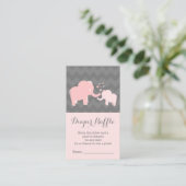 Olifant Baby ShowerDiaper Raffle Ticket Roze Grijs Informatiekaartje (Staand voorkant)