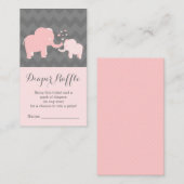 Olifant Baby ShowerDiaper Raffle Ticket Roze Grijs Informatiekaartje (Voorkant / Achterkant)