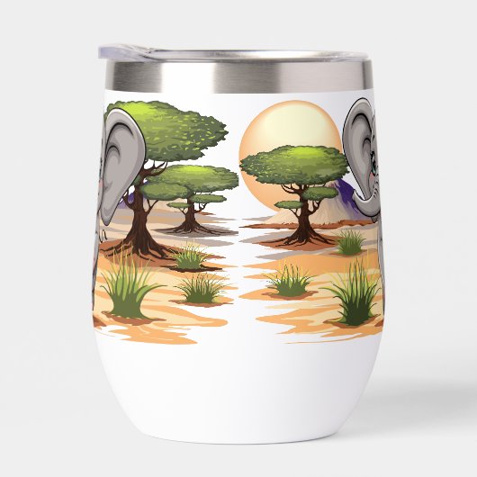 Olifant Baby springt vrolijk in Afrikaanse savanne (Rechts)