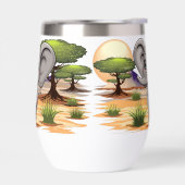 Olifant Baby springt vrolijk in Afrikaanse savanne (Links)