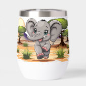 Olifant Baby springt vrolijk in Afrikaanse savanne (Achterkant)