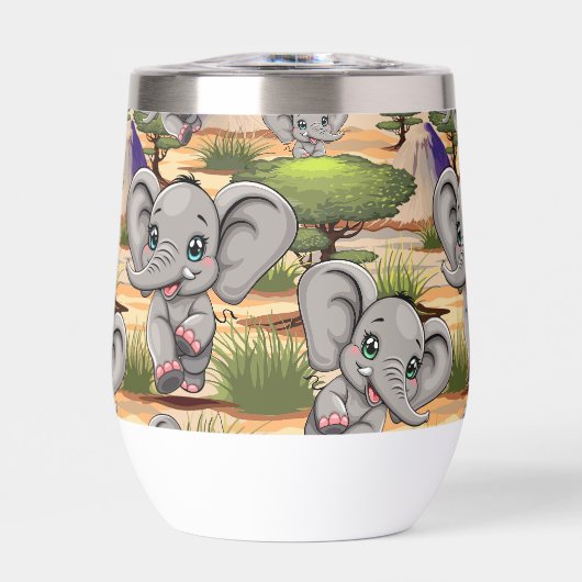 Olifant Baby springt vrolijk in Afrikaanse savanne (Voorkant)