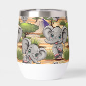 Olifant Baby springt vrolijk in Afrikaanse savanne (Achterkant)