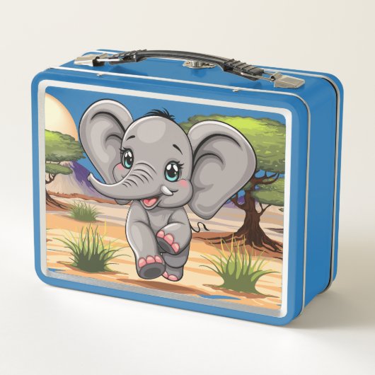 Olifant Baby springt vrolijk in Afrikaanse savanne (Achterkant)