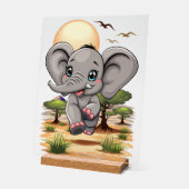 Olifant Baby springt vrolijk in Afrikaanse savanne Acryl Bord (Hoek)