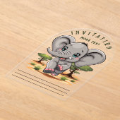 Olifant Baby springt vrolijk in Afrikaanse savanne Acryl Uitnodigingen (Laagn)