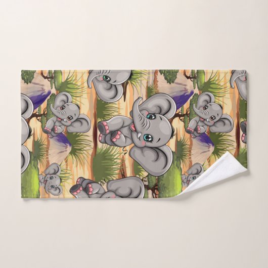 Olifant Baby springt vrolijk in Afrikaanse savanne Bad Handdoek (Handdoek)
