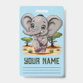 Olifant Baby springt vrolijk in Afrikaanse savanne Badge (Achterkant)