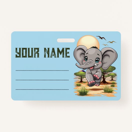 Olifant Baby springt vrolijk in Afrikaanse savanne Badge (Achterkant)