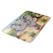 Olifant Baby springt vrolijk in Afrikaanse savanne Badmat (Gekanteld)