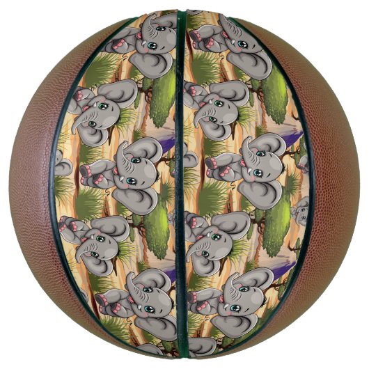 Olifant Baby springt vrolijk in Afrikaanse savanne Basketbal (Verticaal)