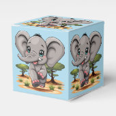 Olifant Baby springt vrolijk in Afrikaanse savanne Bedankdoosjes (Voorkant Zijde)