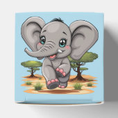 Olifant Baby springt vrolijk in Afrikaanse savanne Bedankdoosjes (Bovenkant)