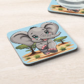 Olifant Baby springt vrolijk in Afrikaanse savanne Bier Onderzetter (Linkerzijde)