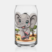 Olifant Baby springt vrolijk in Afrikaanse savanne Blikvorm Glas (Voorkant)