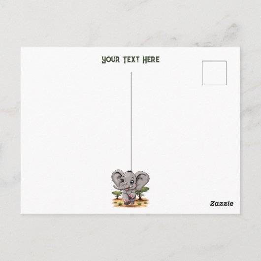 Olifant Baby springt vrolijk in Afrikaanse savanne Briefkaart (Achterkant)