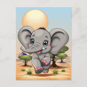 Olifant Baby springt vrolijk in Afrikaanse savanne Briefkaart (Voorkant)