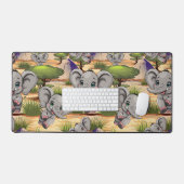 Olifant Baby springt vrolijk in Afrikaanse savanne Bureaumat (Keyboard & Muis)