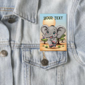 Olifant Baby springt vrolijk in Afrikaanse savanne Button (Insitu)