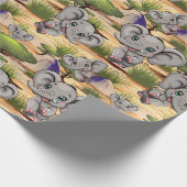 Olifant Baby springt vrolijk in Afrikaanse savanne Cadeaupapier (Hoek)