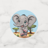 Olifant Baby springt vrolijk in Afrikaanse savanne Confetti (Kleine voorkant)