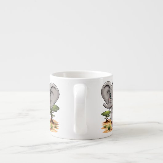 Olifant Baby springt vrolijk in Afrikaanse savanne Espresso Kop (Achterkant)