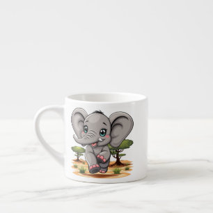 Olifant Baby springt vrolijk in Afrikaanse savanne Espresso Kop