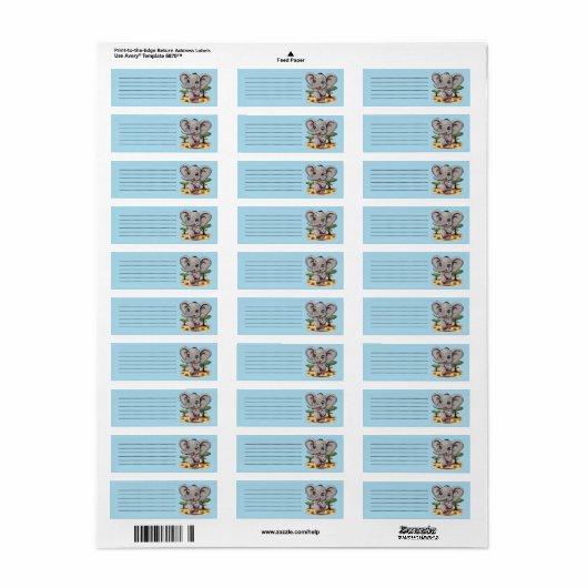 Olifant Baby springt vrolijk in Afrikaanse savanne Etiket (Full Sheet)