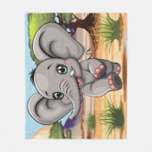 Olifant Baby springt vrolijk in Afrikaanse savanne Fleece Deken (Voorkant)