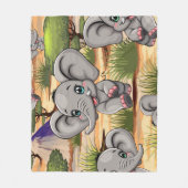 Olifant Baby springt vrolijk in Afrikaanse savanne Fleece Deken (Voorkant)