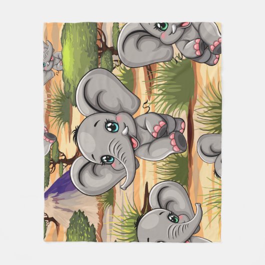 Olifant Baby springt vrolijk in Afrikaanse savanne Fleece Deken (Voorkant)