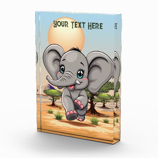 Olifant Baby springt vrolijk in Afrikaanse savanne Fotoblokken (Rechts)