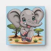 Olifant Baby springt vrolijk in Afrikaanse savanne Fotoplaat (Voorkant)