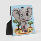 Olifant Baby springt vrolijk in Afrikaanse savanne Fotoplaat (Voorkant)